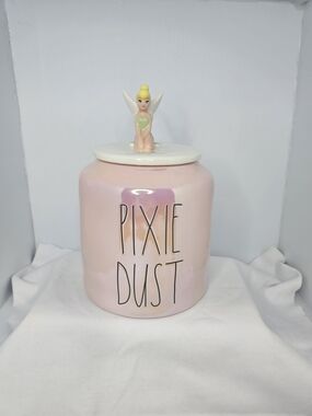 NWOT Rae Dunn Tinkerbell Pixie Dust Ceramic Canister with Tinkerbell Lid - Pink